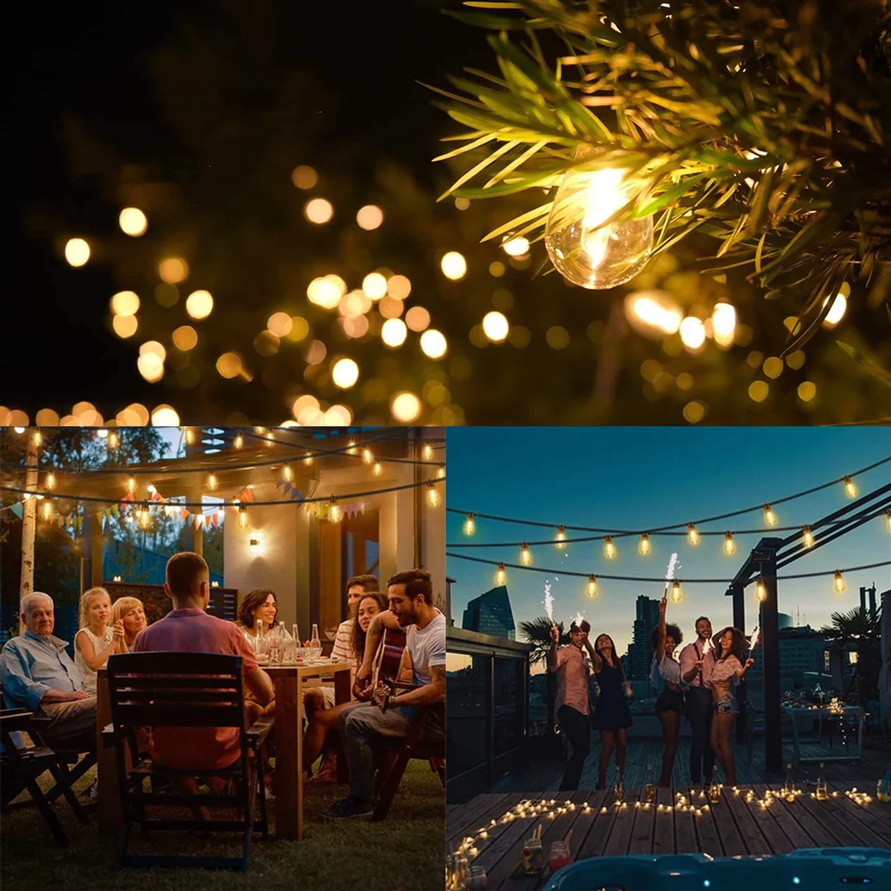  Guirnalda Panel Solar Con 10 Ampolletas Led 10 Metros Luces  5