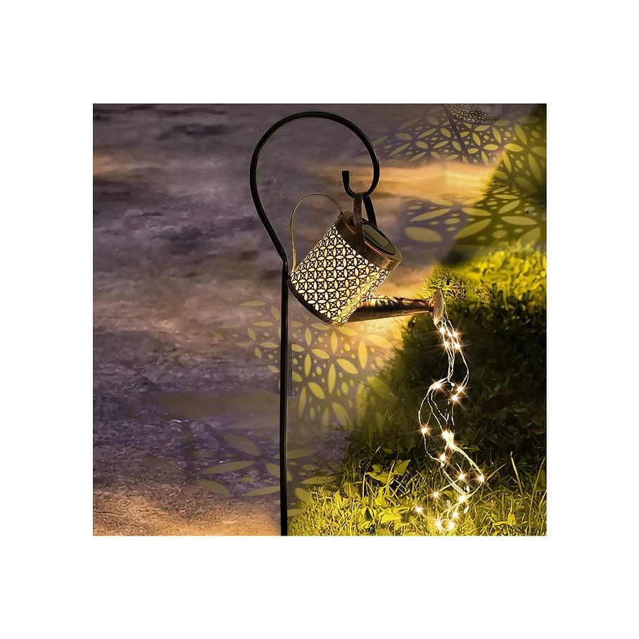 Regadera Cobre Luz Solar Jardín Led Luz Calida 7