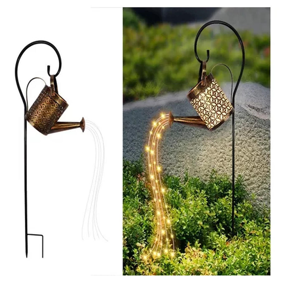 Regadera Cobre Luz Solar Jardín Led Luz Calida 1