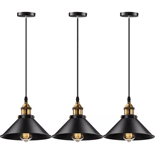 Pack X 3 Lampara Techo Colgante 22cm Metal Vintage Excelente