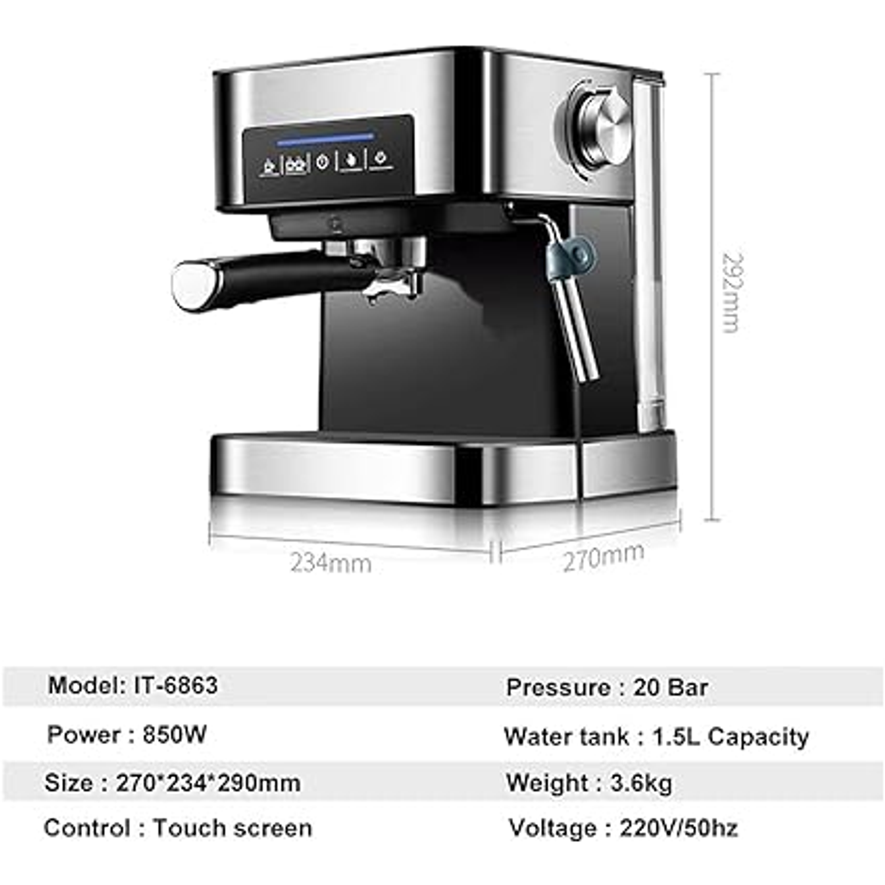  Máquina de Café Espumador de Leche Semiautomático 1,6L Industrial 4