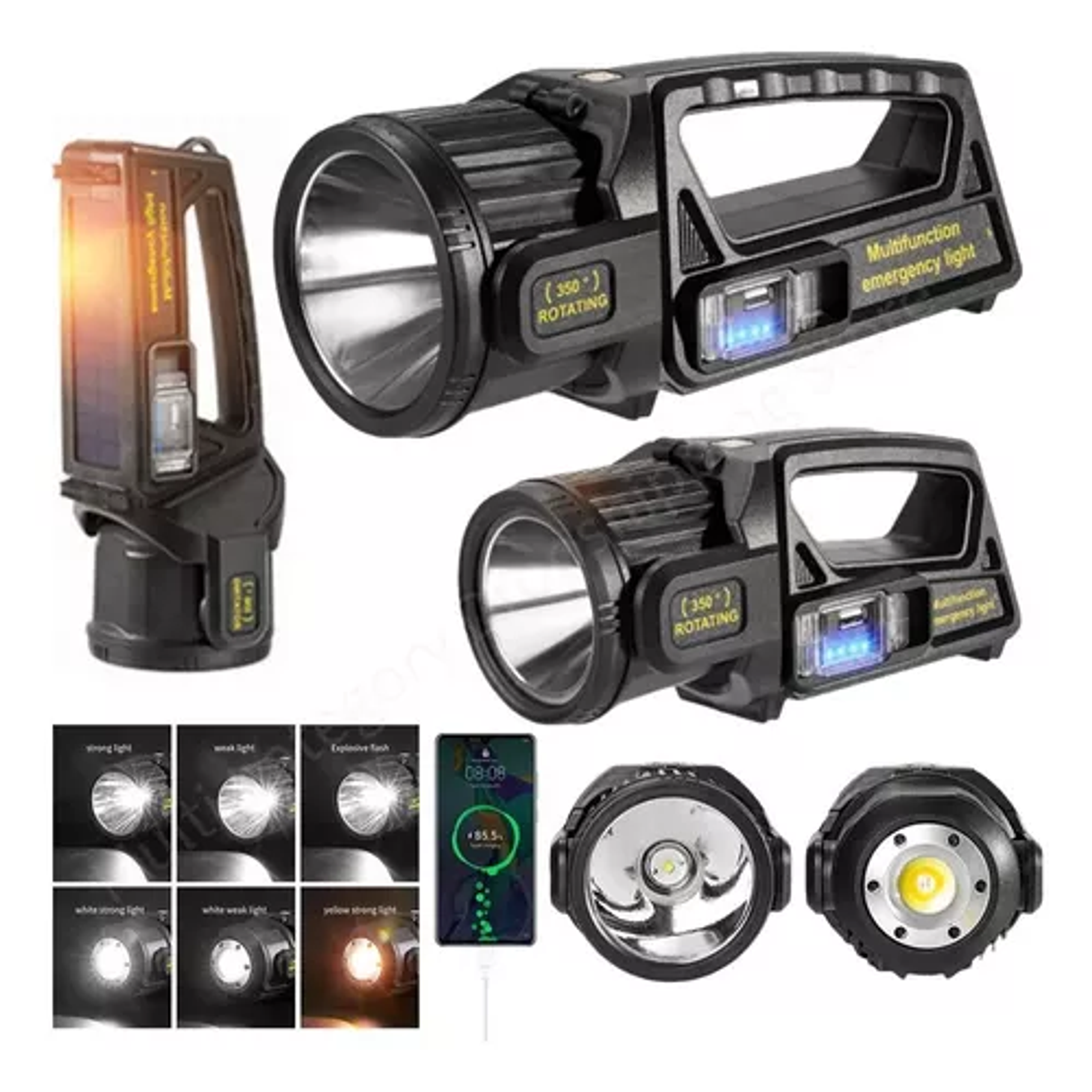 Linterna Reflector Multifuncional Solar Camping Linterna Cambiable Foco 5