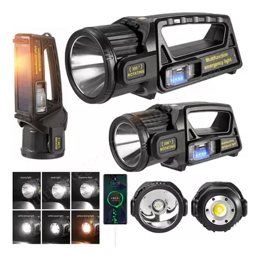 Linterna Reflector Multifuncional Solar Camping Linterna Cambiable Foco 5