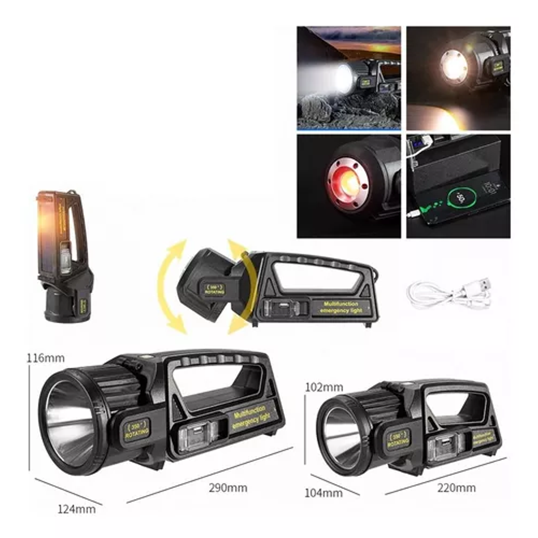 Linterna Reflector Multifuncional Solar Camping Linterna Cambiable Foco 6