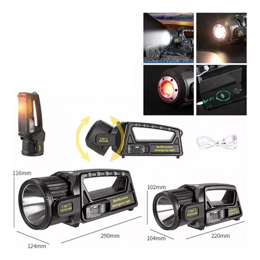 Linterna Reflector Multifuncional Solar Camping Linterna Cambiable Foco 6