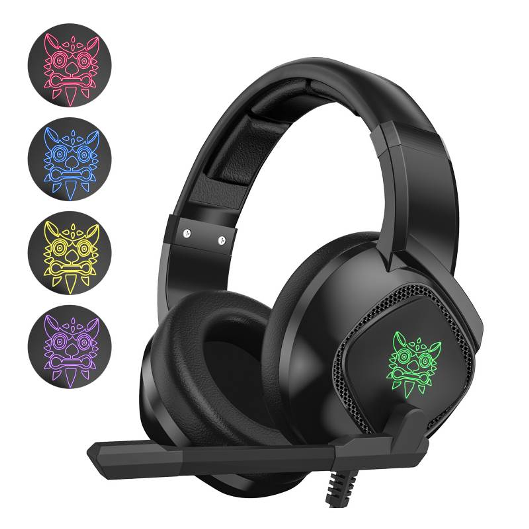 Audífonos Gamer Onikuma K19 Negro Con Luz Rgb Led 3