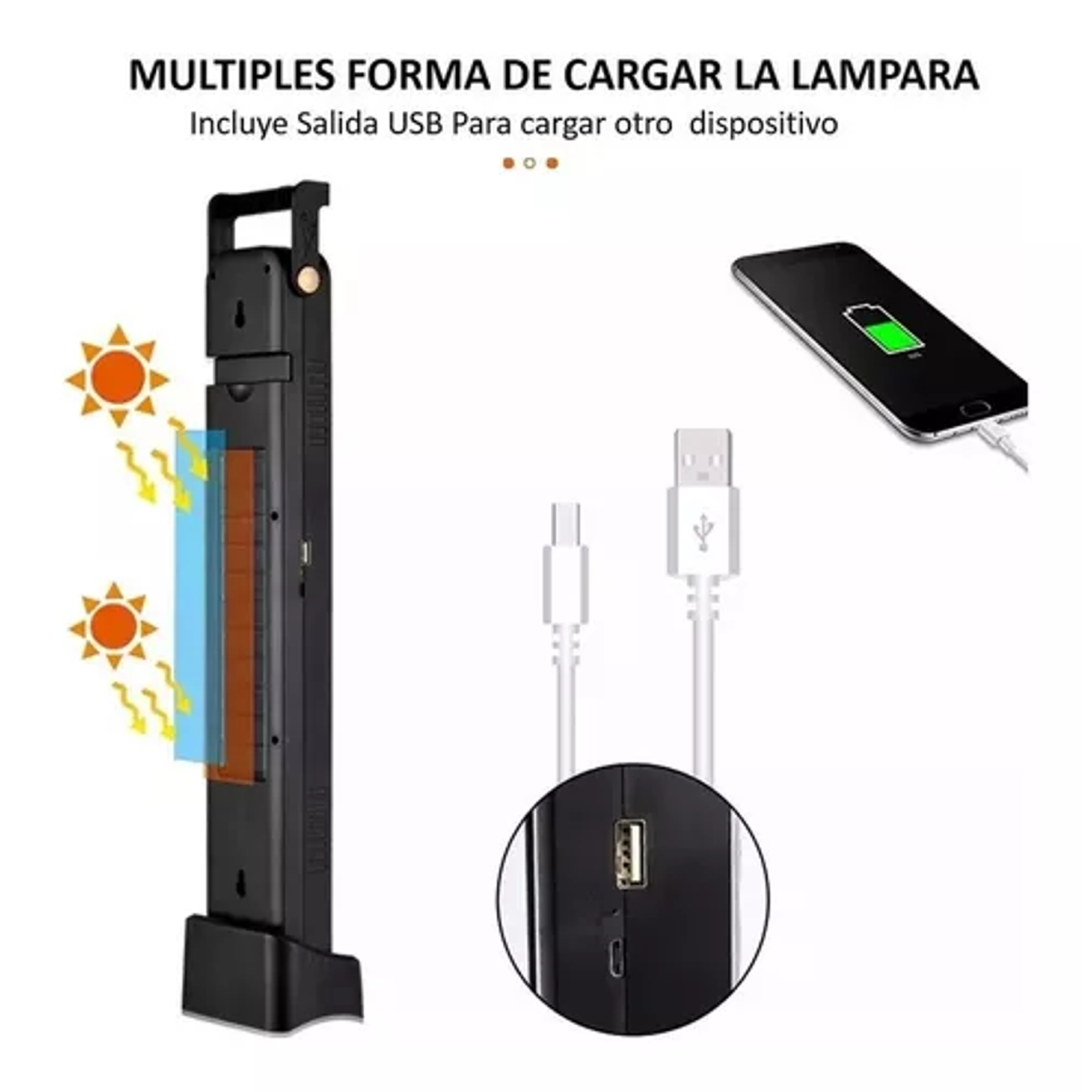 Lámpara 48 Led Solar Foco Luz Emergencia Recargable 3