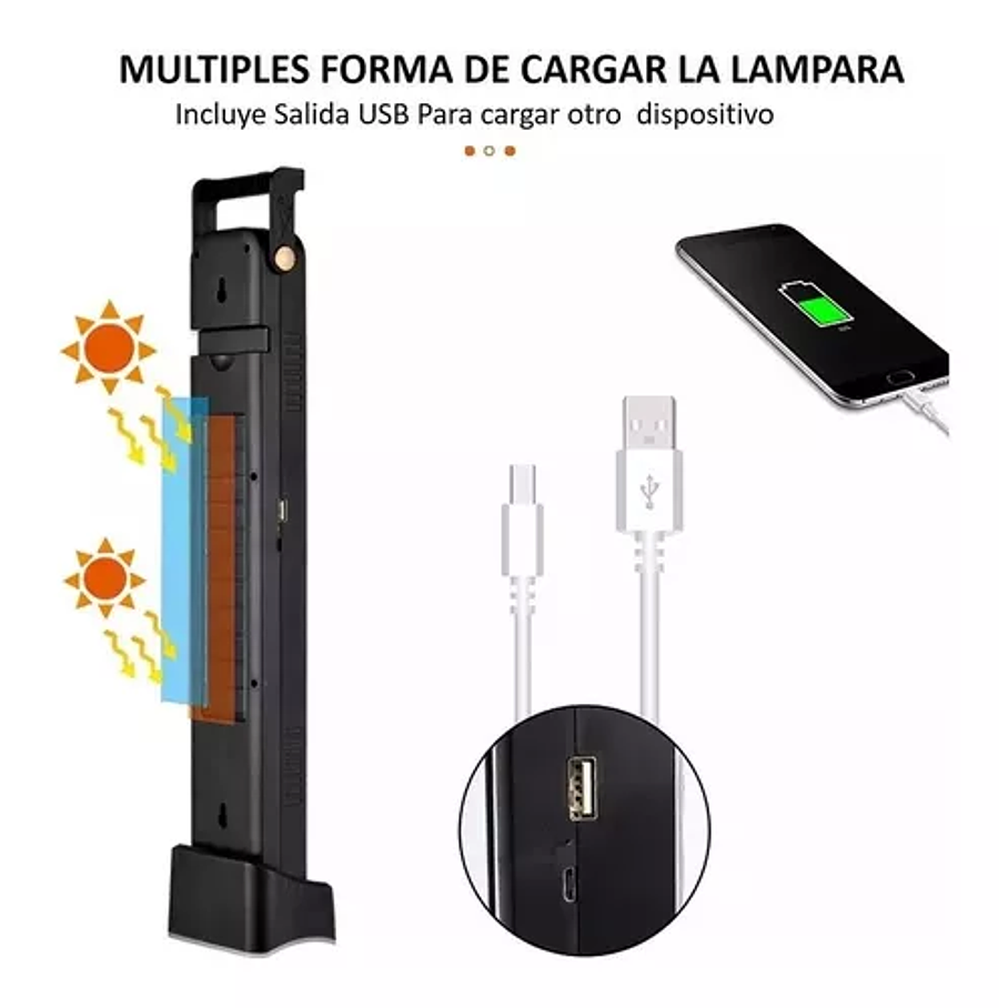 Lámpara 48 Led Solar Foco Luz Emergencia Recargable 3