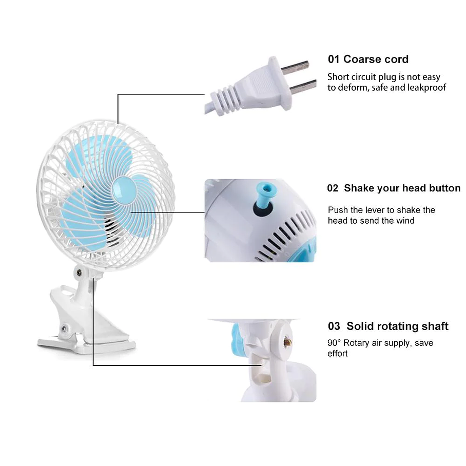Mini Ventilador Giratorio  Portatil Sobremesa Pinza 3