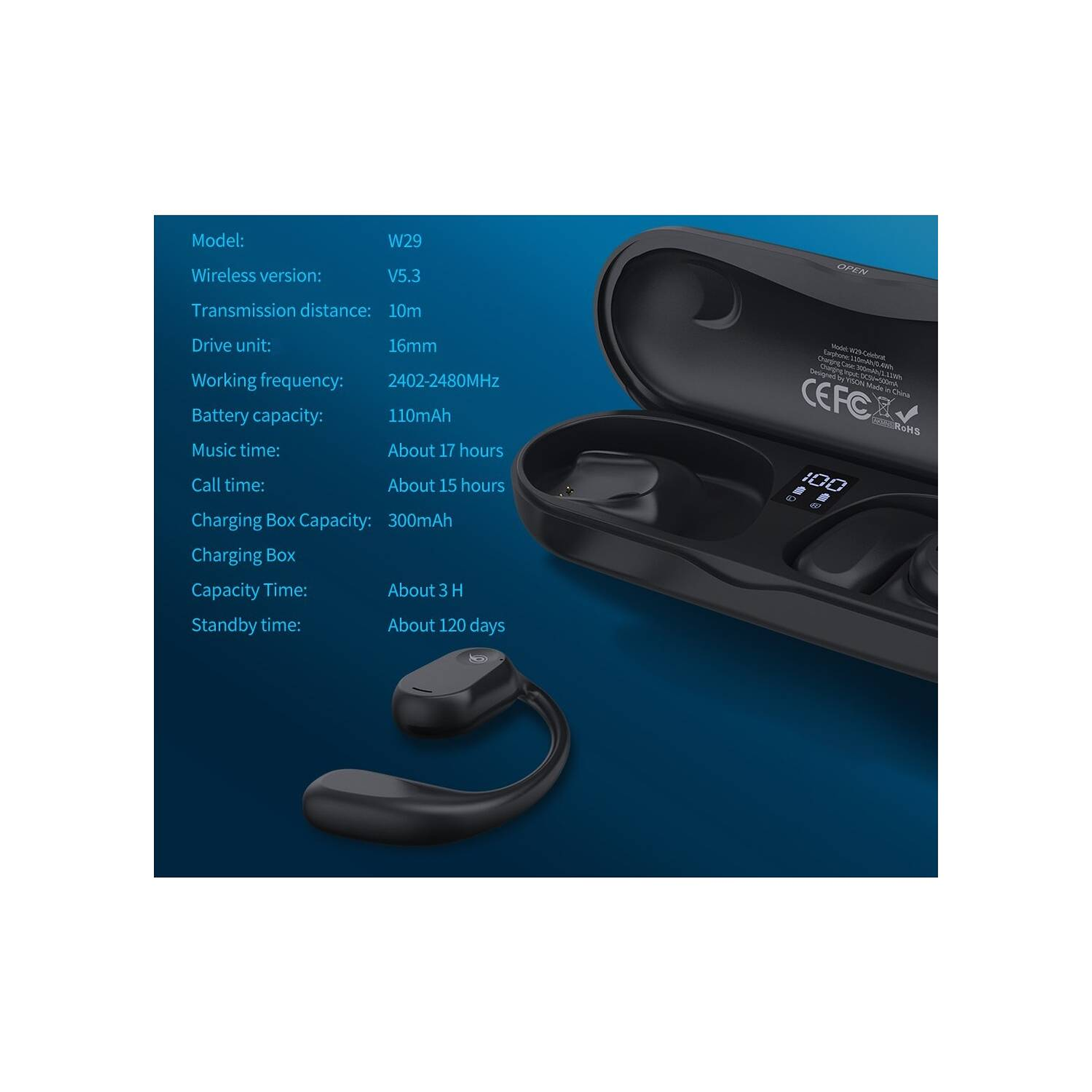 Auriculares Deportivos Air Conduction Bluetooth 5.3 con Estuche de Carga 4