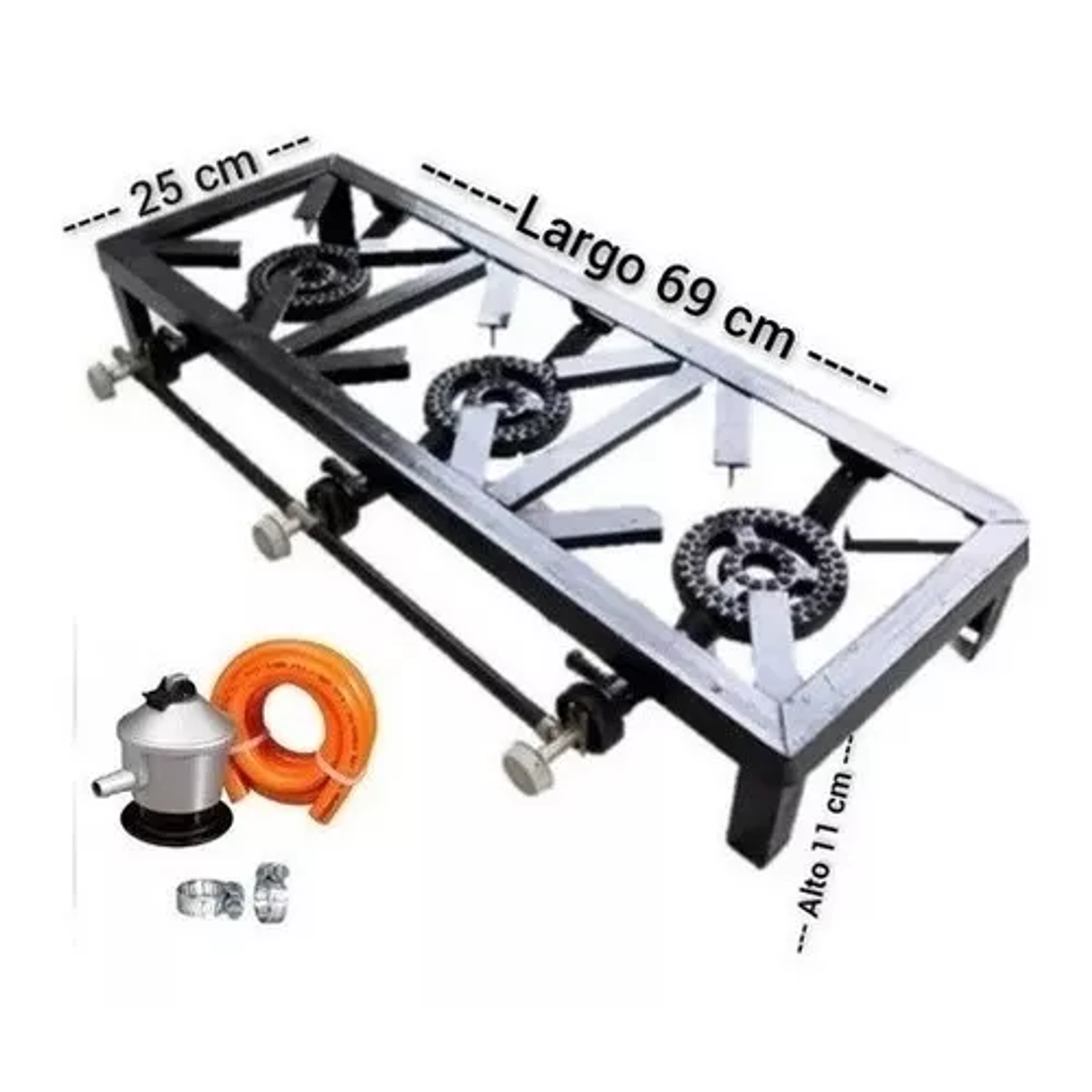 Cocina Cocinilla 3 Platos Manguera Y Abrazaderas Regulador 3