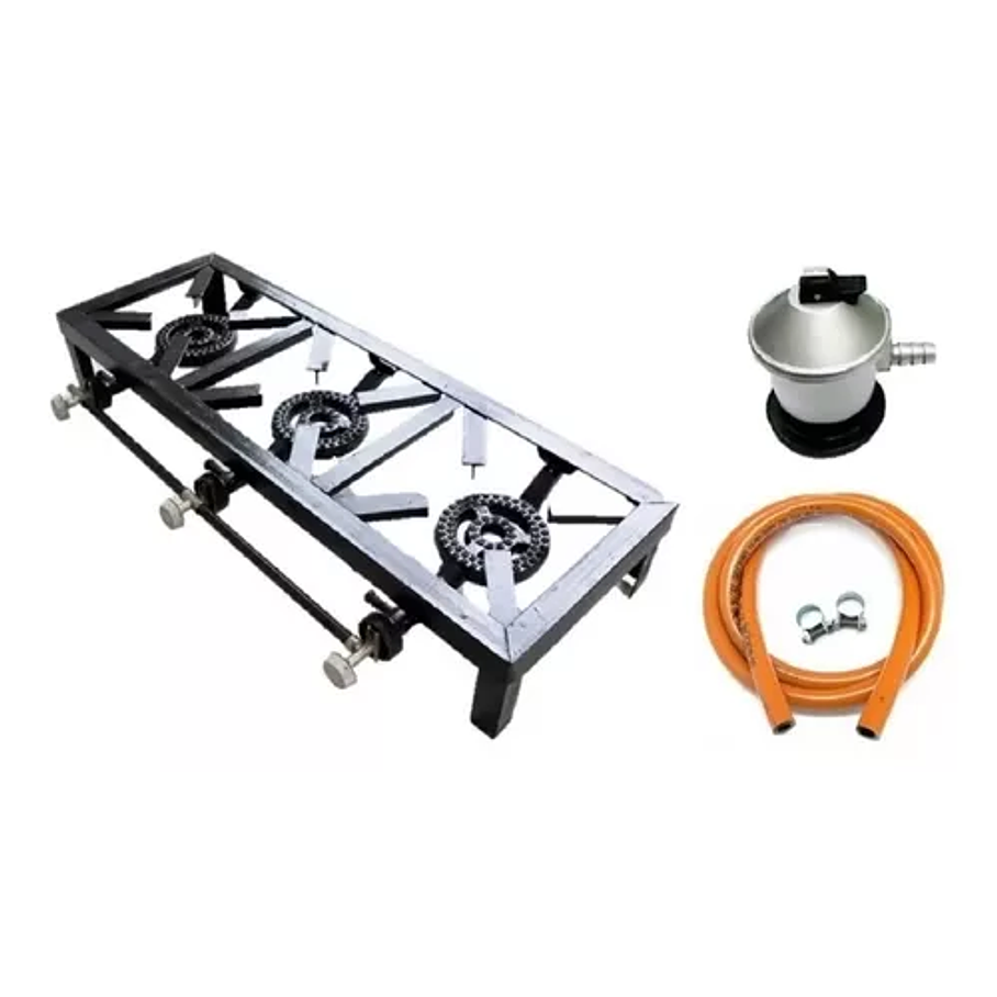 Cocina Cocinilla 3 Platos Manguera Y Abrazaderas Regulador 4