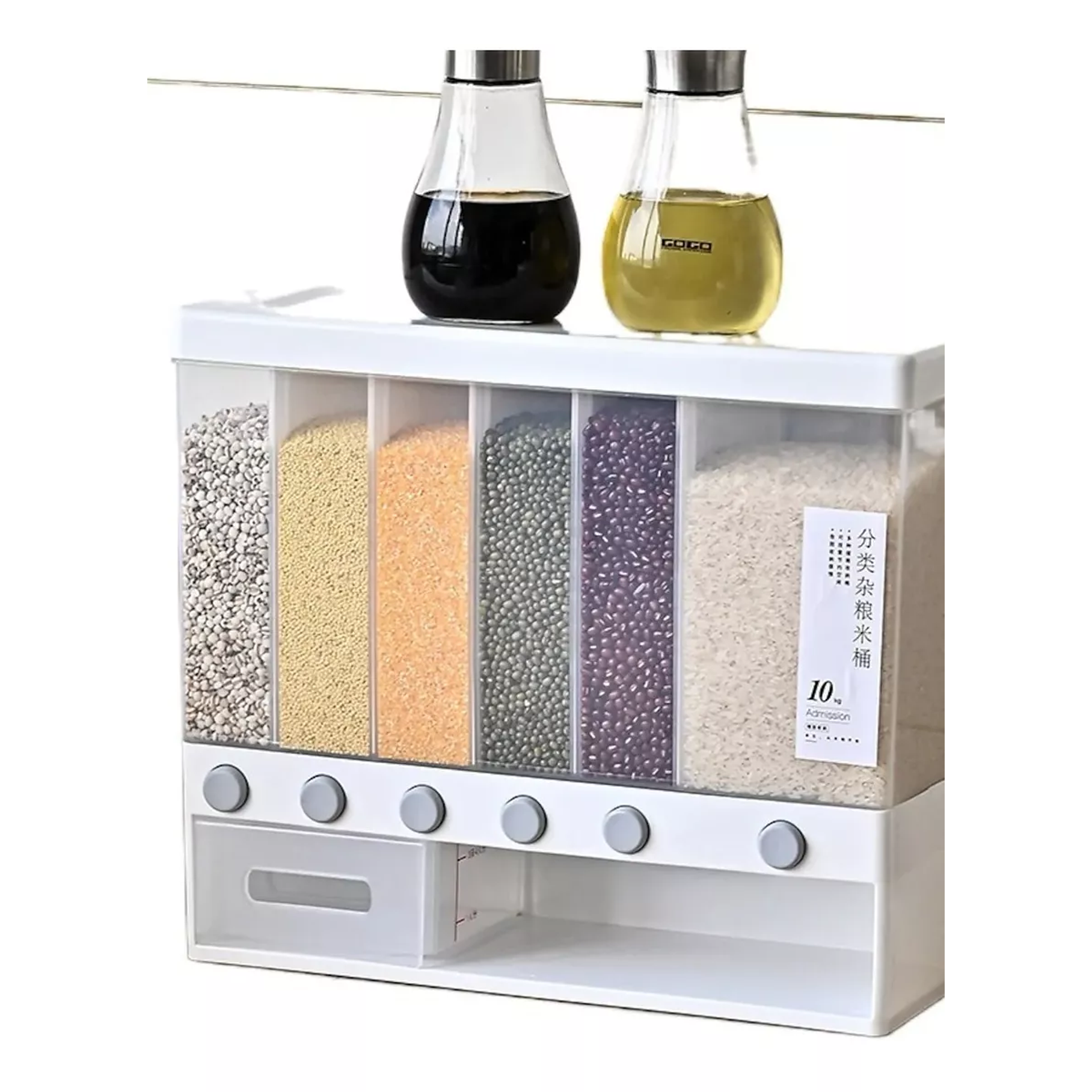 Dispensador Pared Mesa 6 Espacios Granos Cereal Arroz Pasta 4