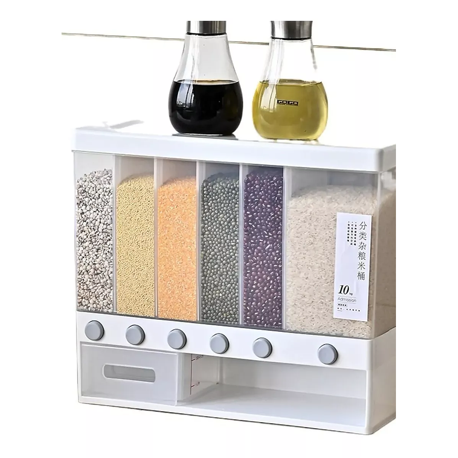 Dispensador Pared Mesa 6 Espacios Granos Cereal Arroz Pasta 4