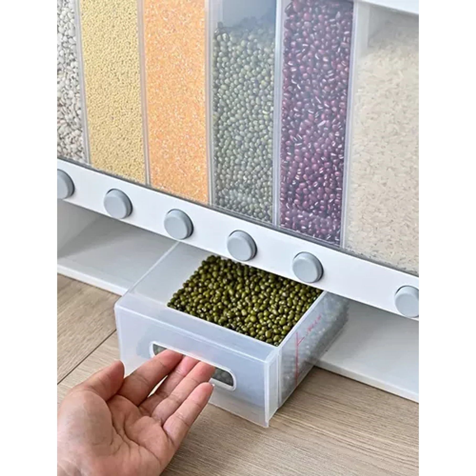 Dispensador Pared Mesa 6 Espacios Granos Cereal Arroz Pasta 5