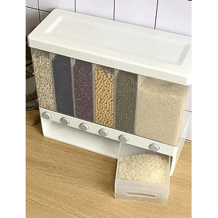 Dispensador Pared Mesa 6 Espacios Granos Cereal Arroz Pasta