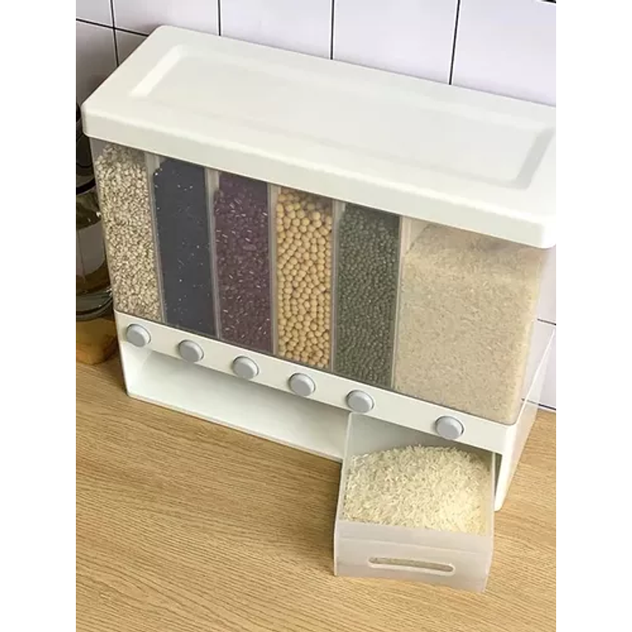 Dispensador Pared Mesa 6 Espacios Granos Cereal Arroz Pasta 2
