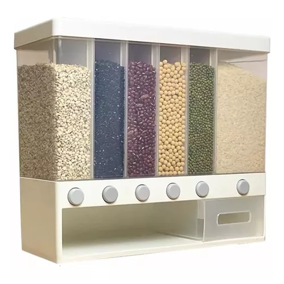 Dispensador Pared Mesa 6 Espacios Granos Cereal Arroz Pasta 1