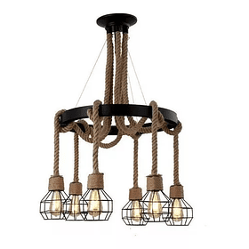 Lampara Colgante Fierro Forjado Cuerda Vintage Rustico 