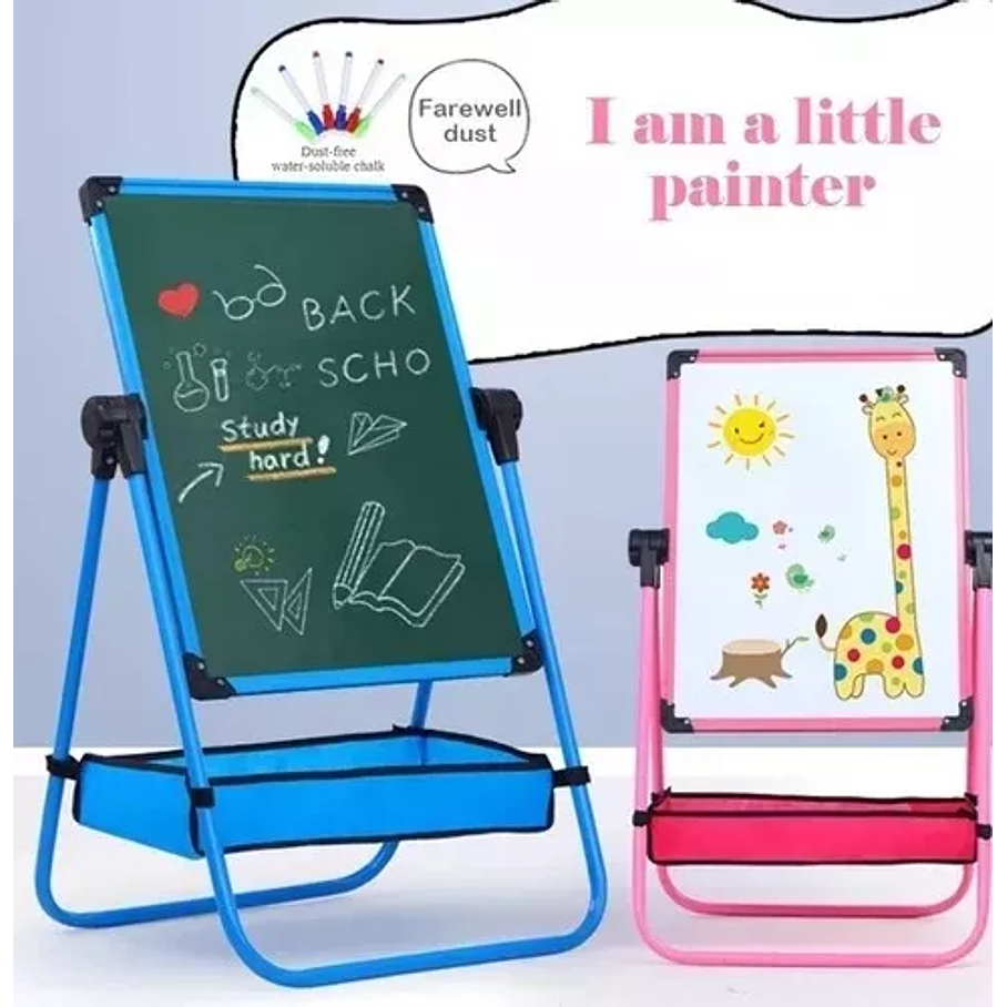 Pizarra De Niño Acrílica Juego Didactica Doble Color Celeste 4