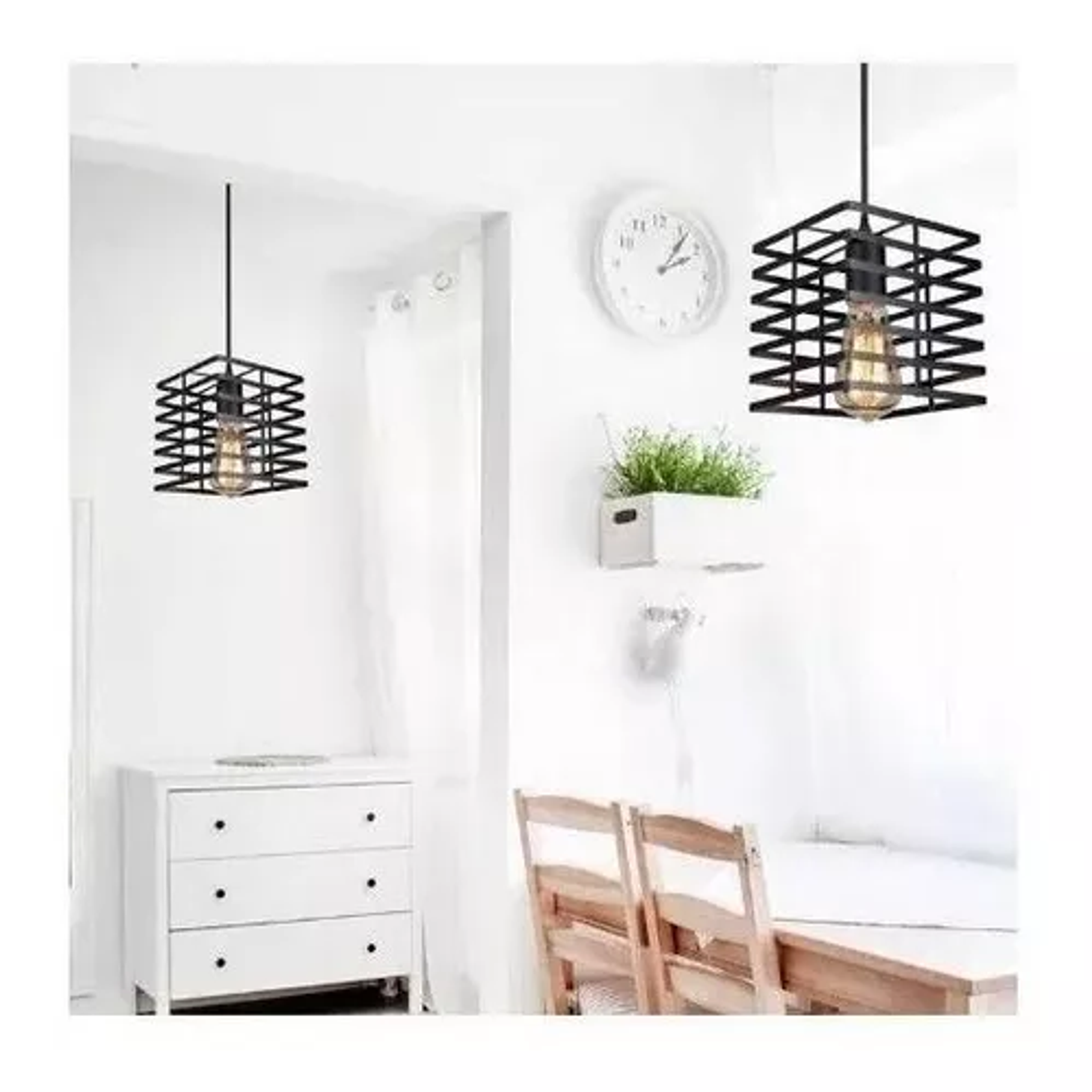 Lampara Colgante Tipo Jaula Cuadrada Fierro Moderno 4