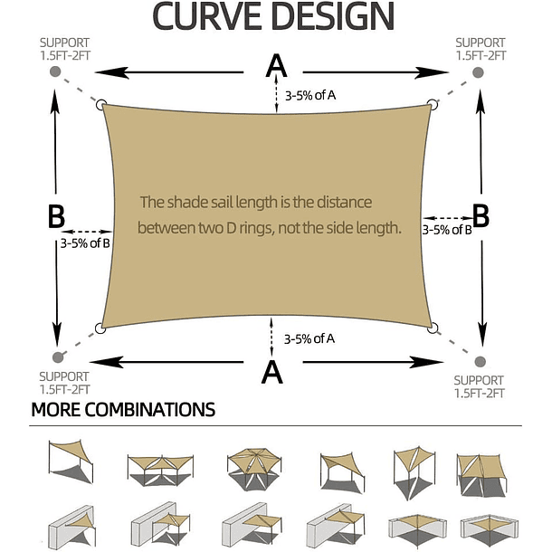 Toldo Vela Sombreadora Malla Sombra 2x3 Rectangular  5