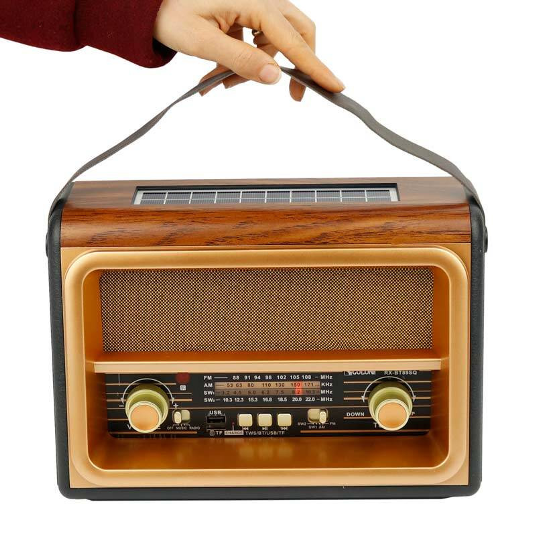 Radio Parlante Solar y Corriente Retro Bluetooth USB FM 1