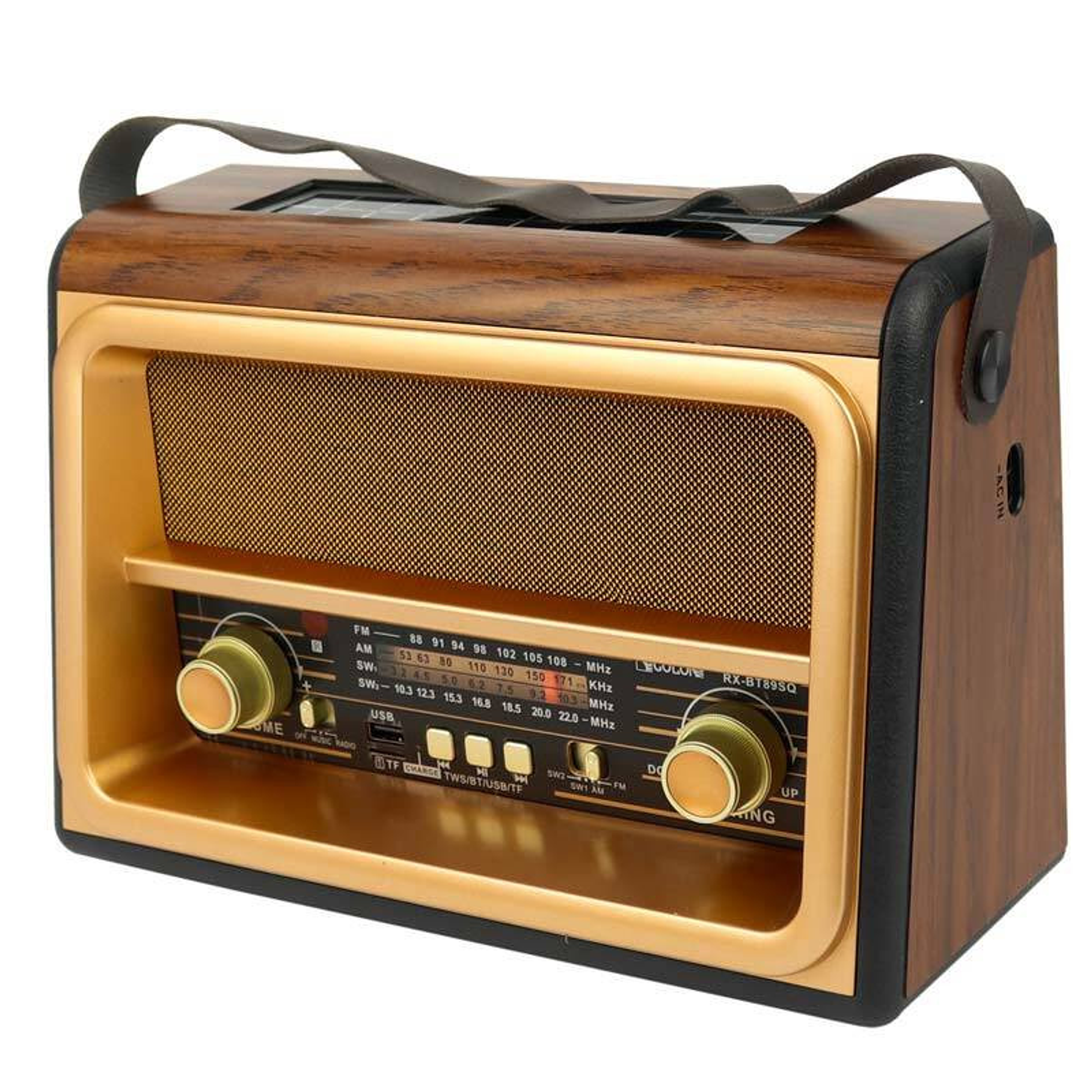 Radio Parlante Solar y Corriente Retro Bluetooth USB FM 3