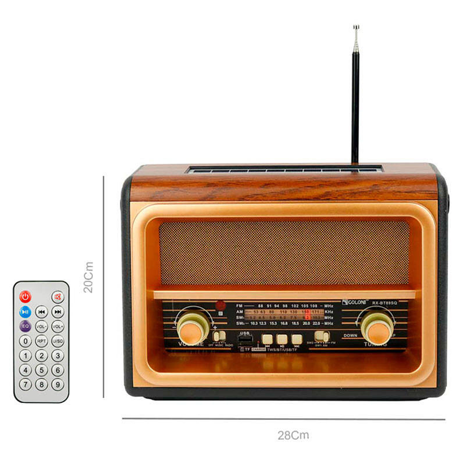 Radio Parlante Solar y Corriente Retro Bluetooth USB FM 5
