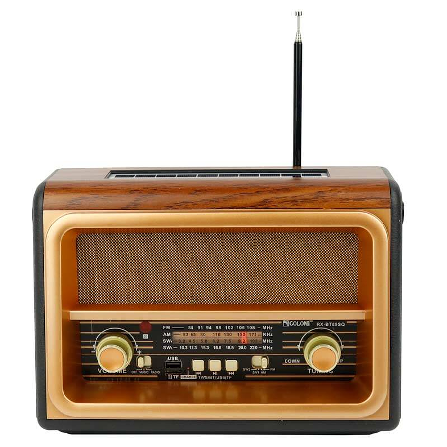 Radio Parlante Solar y Corriente Retro Bluetooth USB FM 7