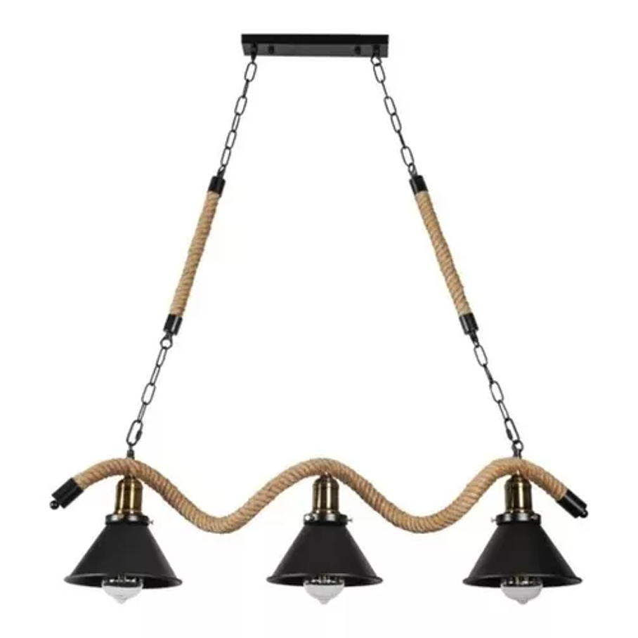 Lámpara Colgante Cañamo Rustica Vintage Cuerda Soquete  2