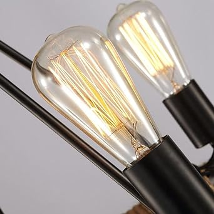 Lámpara Colgante Retro Rustica Cuerda Antigua 6 Soquetes 2