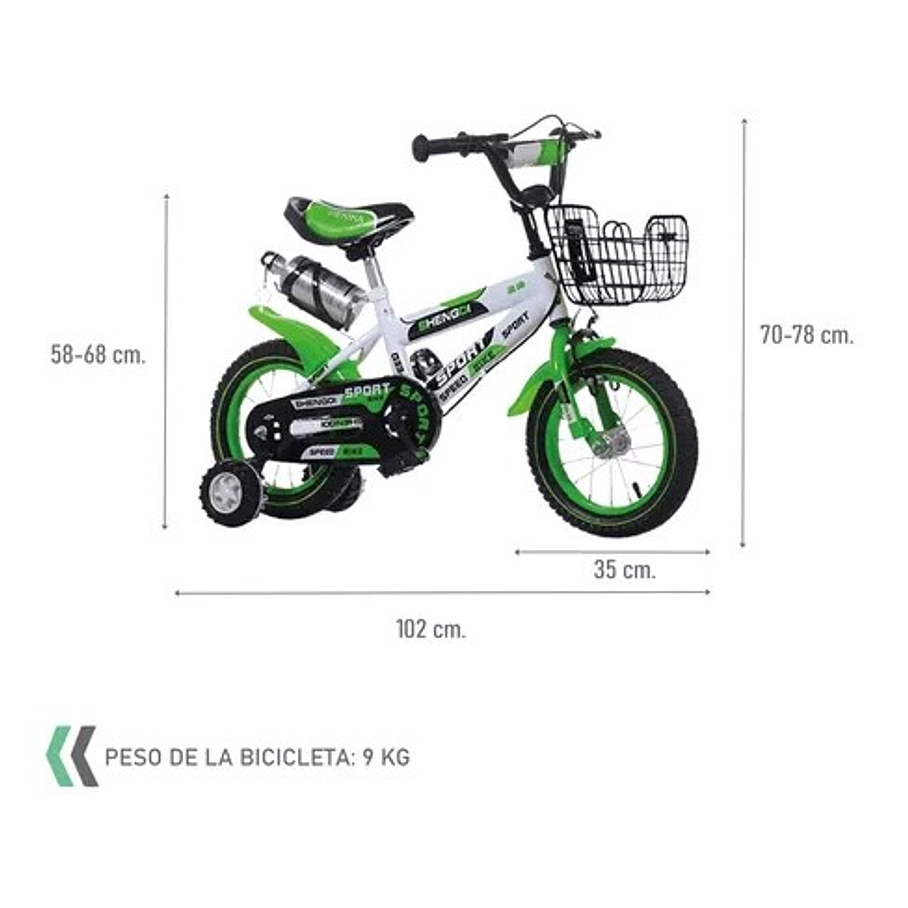 Bicicleta Infantil Con Ruedas de Entrenamiento Aro 12 Colores A Eleccion 8