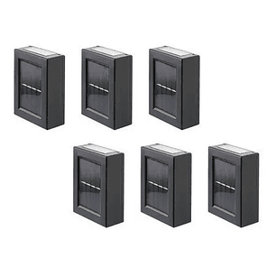 Pack 6 Foco Luz Aplique Solar Led Pared Exterior Luz Fria