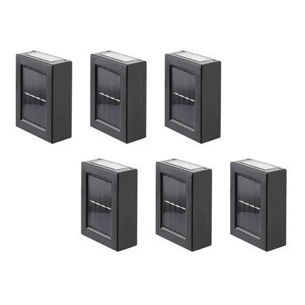 Pack 6 Foco Luz Aplique Solar Led Pared Exterior Luz Fria 1