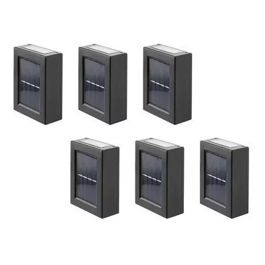 Pack 6 Foco Luz Aplique Solar Led Pared Exterior Luz Fria 1