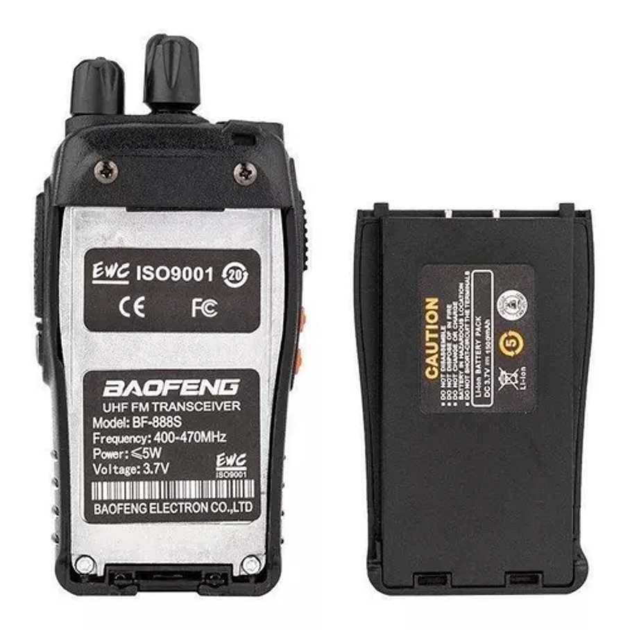 Pack 2 Radios Transmisor Walkie Talkie Color Negro Bandas De Frecuencia 400-470 Mhz 4