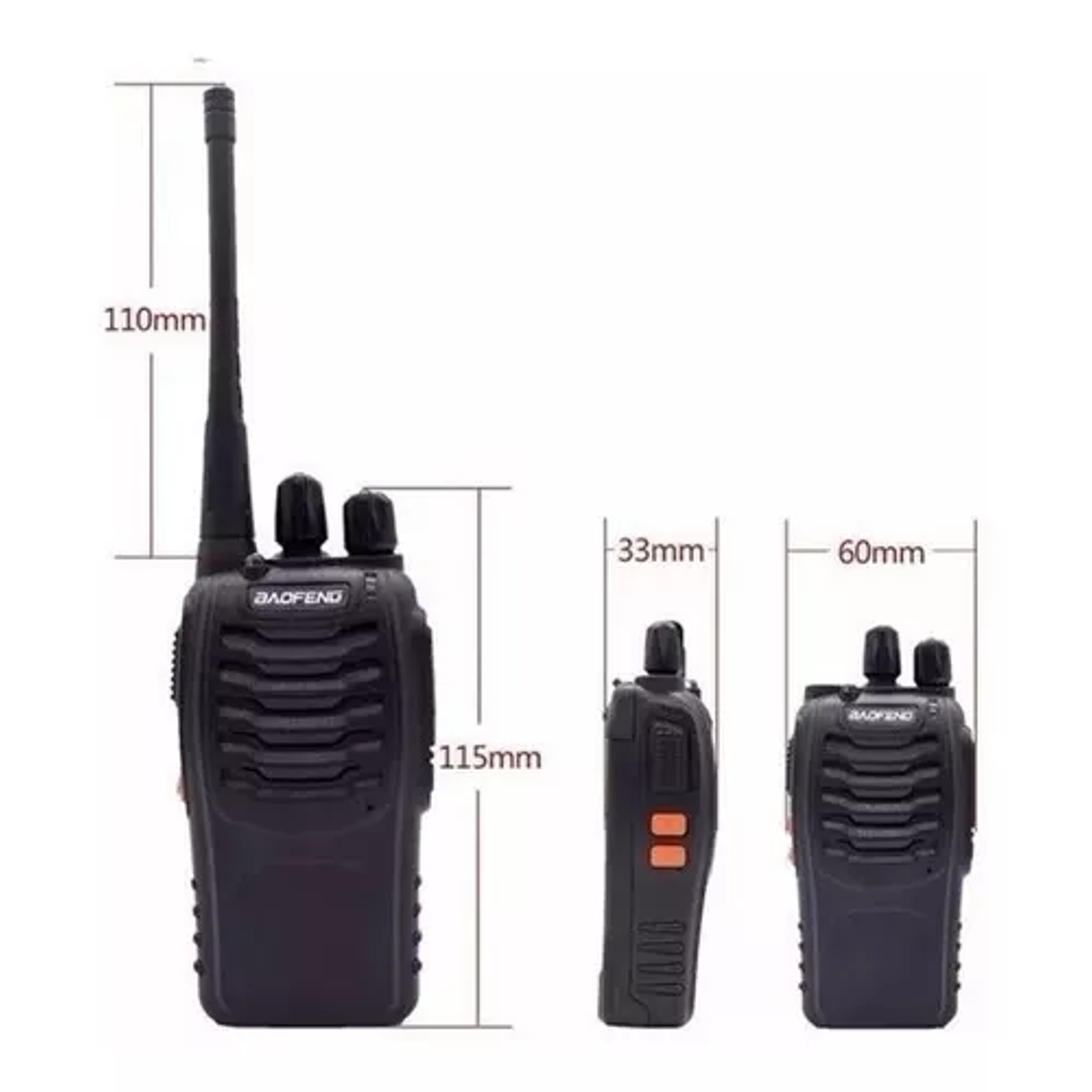 Pack 2 Radios Transmisor Walkie Talkie Color Negro Bandas De Frecuencia 400-470 Mhz 3