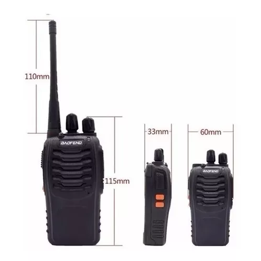 Pack 2 Radios Transmisor Walkie Talkie Color Negro Bandas De Frecuencia 400-470 Mhz 3