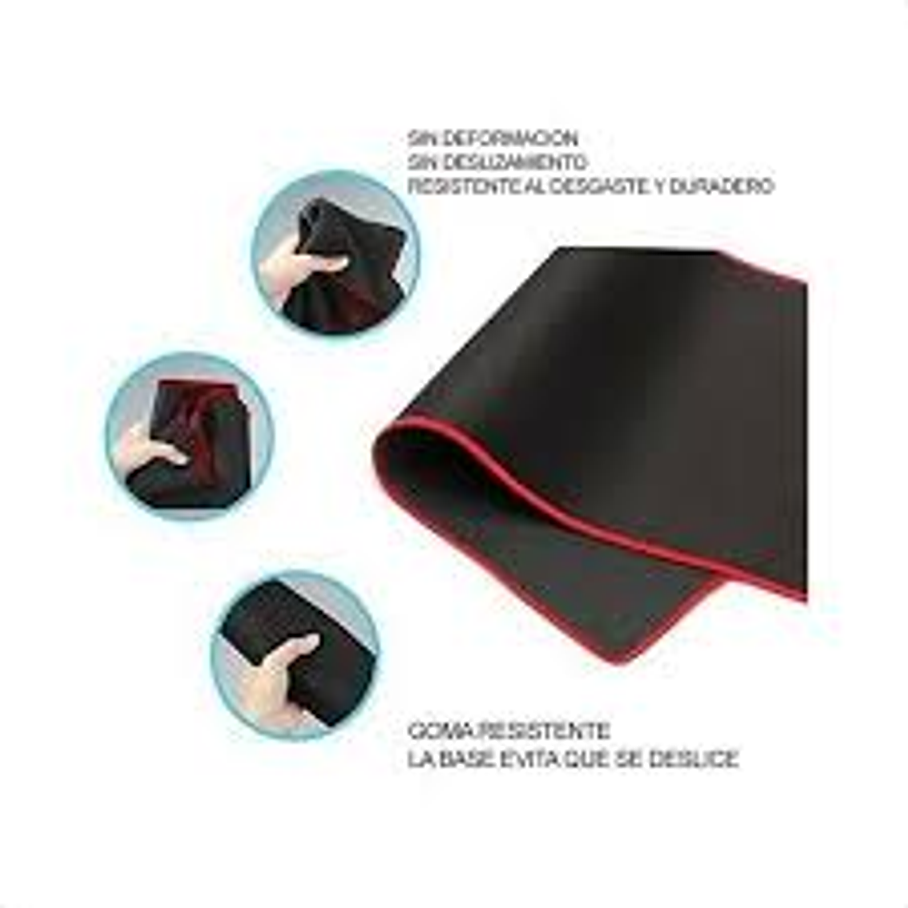 Mouse Pad Gamer Xl Antideslizante Negro Borde Cosido 70x30cm 5