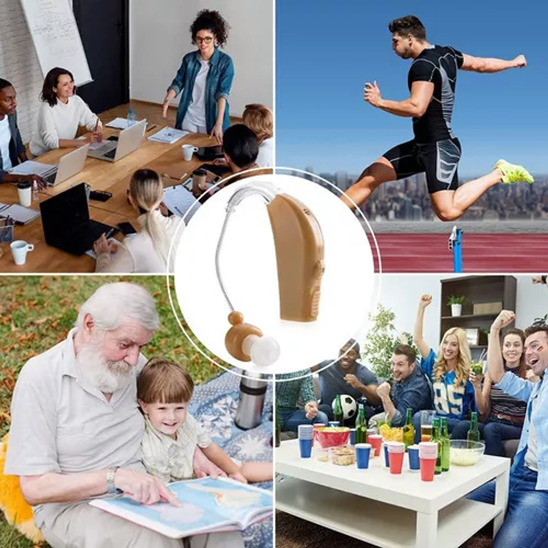 Audifono Para Sordo Recargable Amplificador Rosa Palido 3