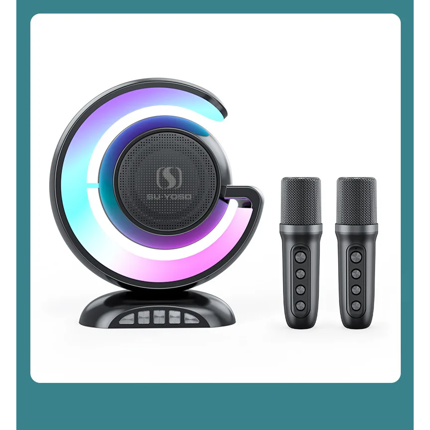 Parlante Karaoke Portatil Con Luces y Microfono USB  4