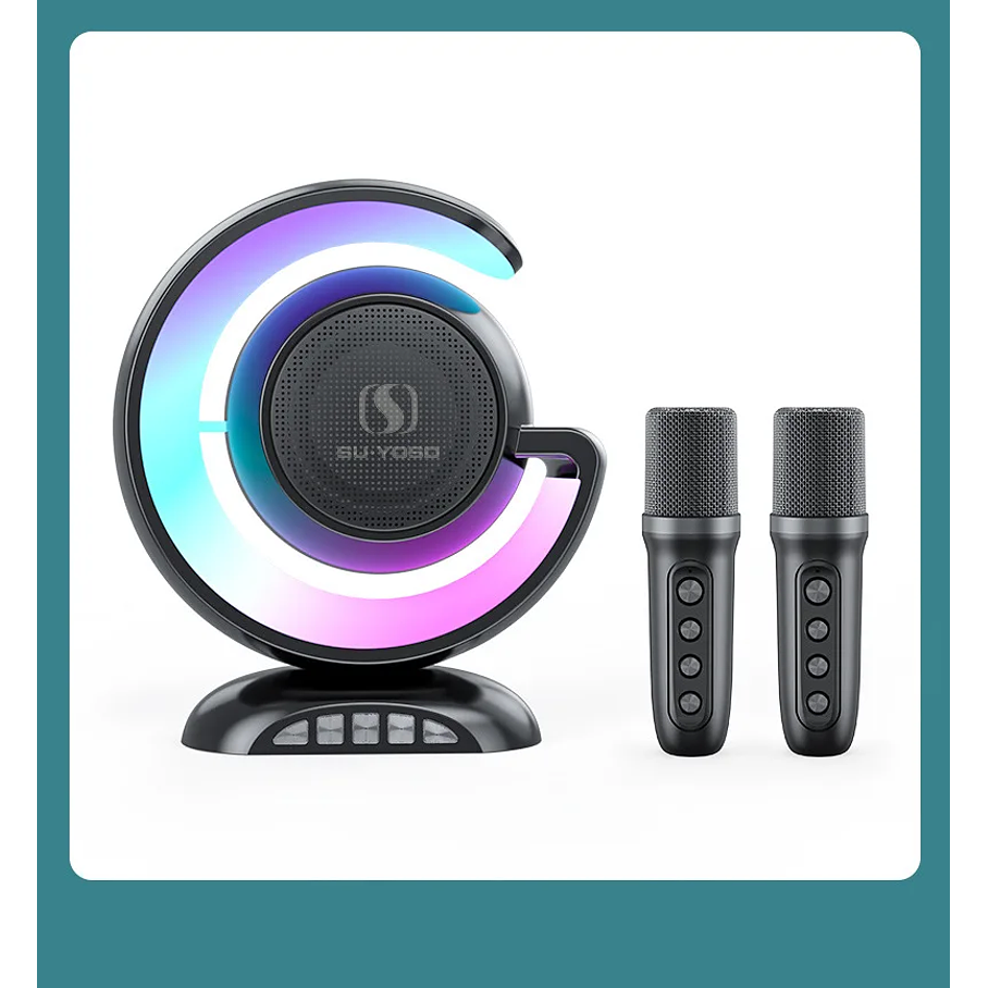 Parlante Karaoke Portatil Con Luces y Microfono USB  4