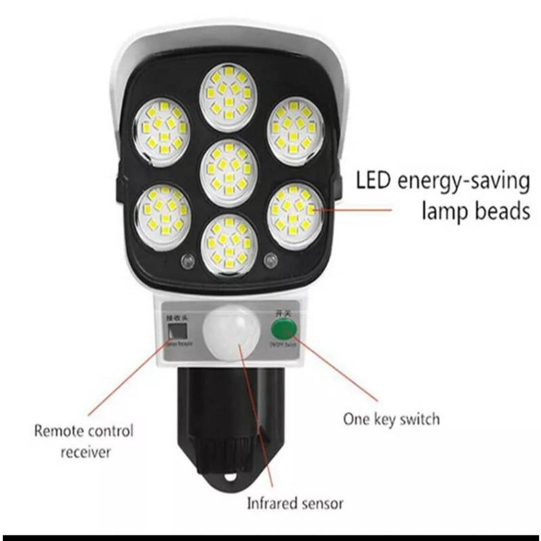 Foco Solar Tipo Camara Sensor De Movimiento Control Remoto 3