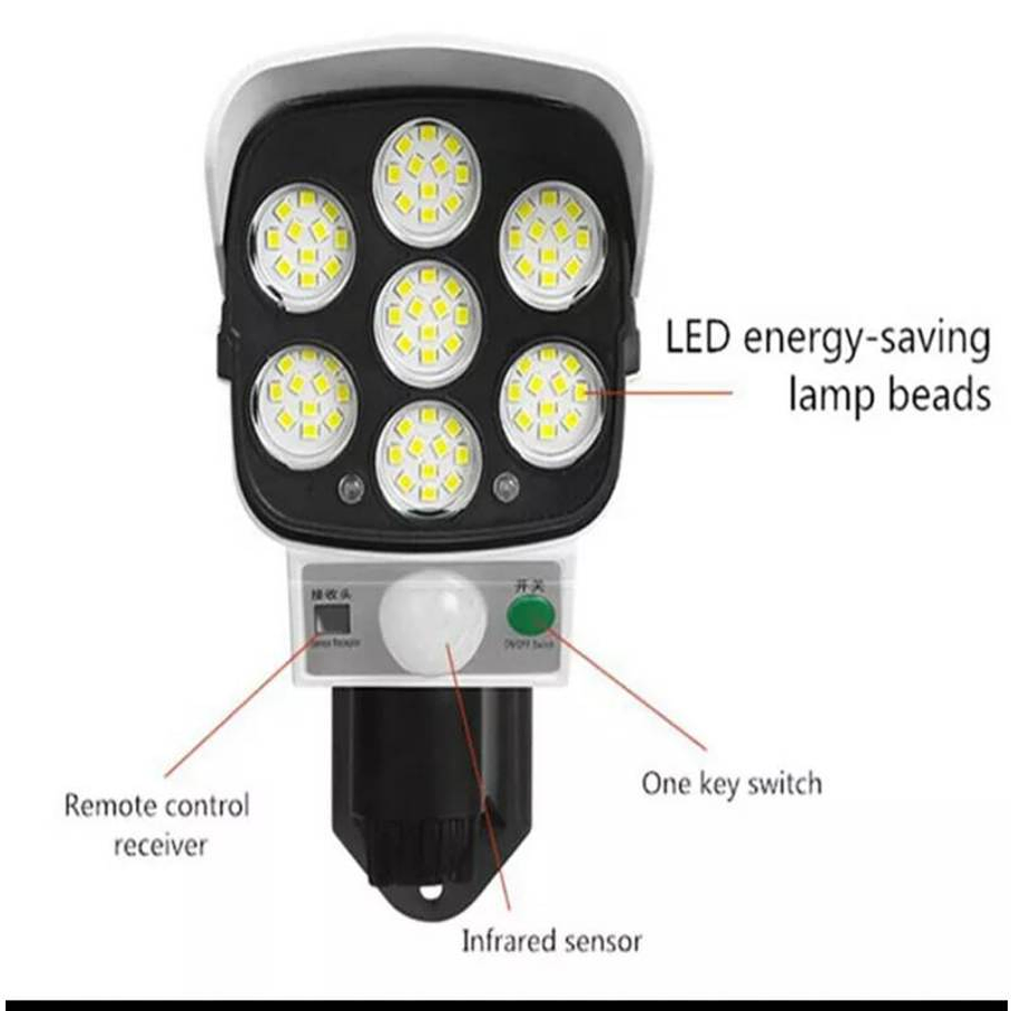 Foco Solar Tipo Camara Sensor De Movimiento Control Remoto 3