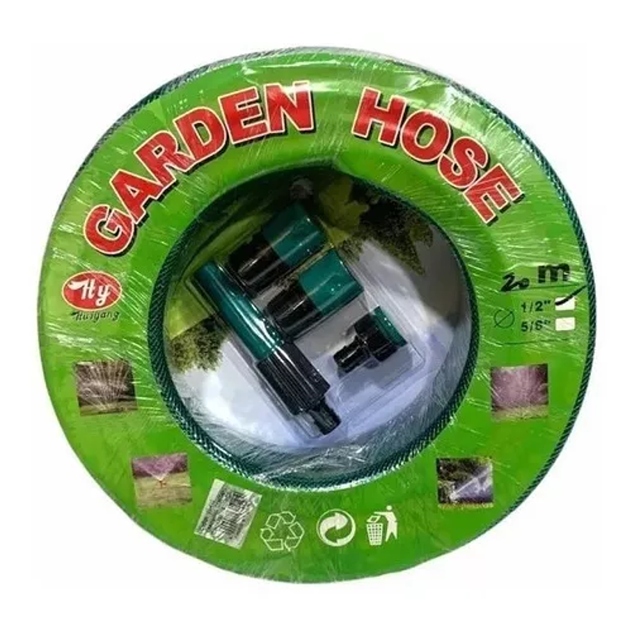 Manguera Reforzada 1/2 Pulgada 20 Mts Mas Pistola Y Acoples Color Verde 3