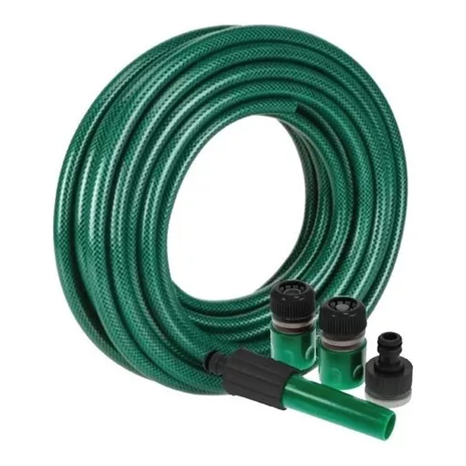 Manguera Reforzada 1/2 Pulgada 20 Mts Mas Pistola Y Acoples Color Verde 6
