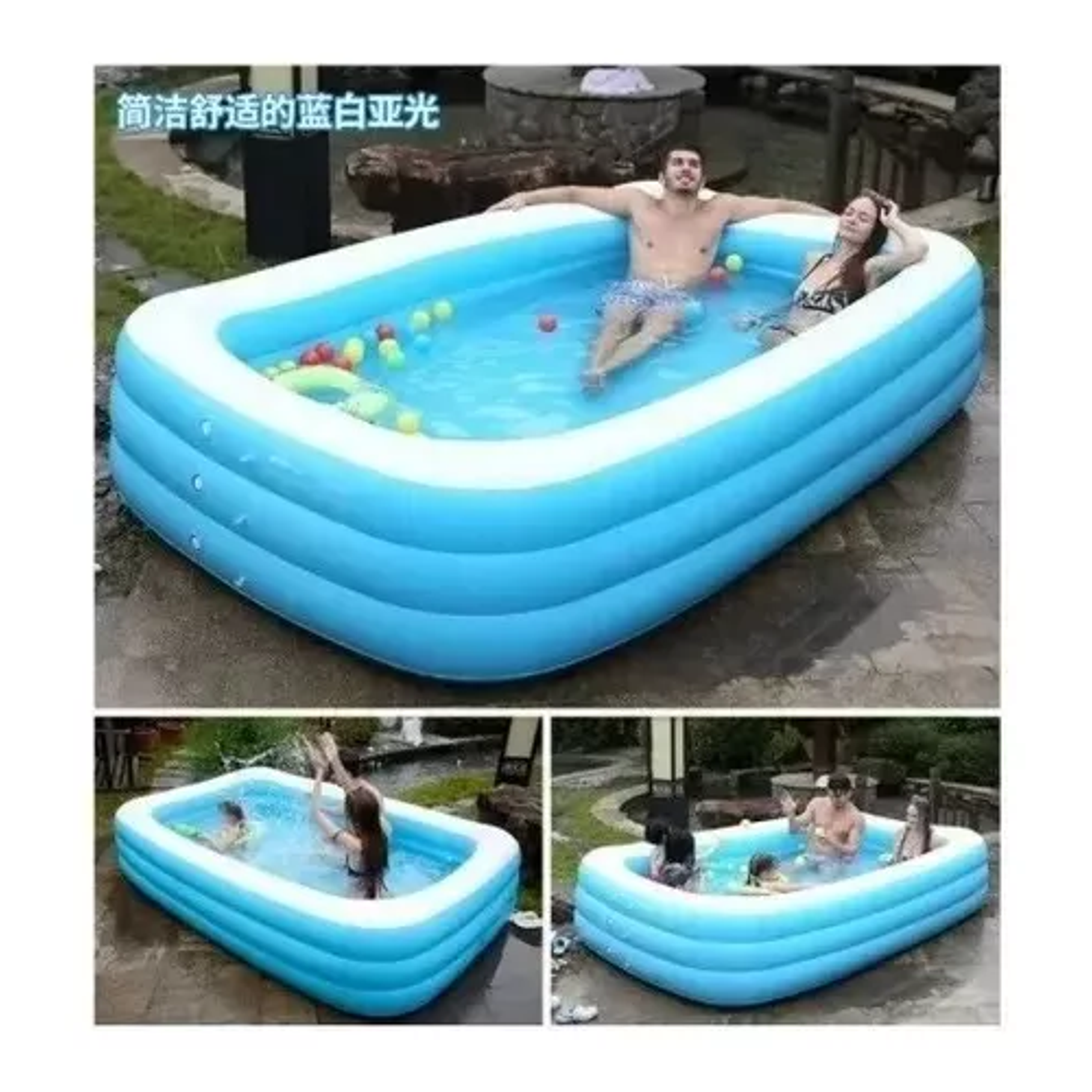 Piscina Inflable Rectangular Niños Verano Diversión 2.60 Mts 6