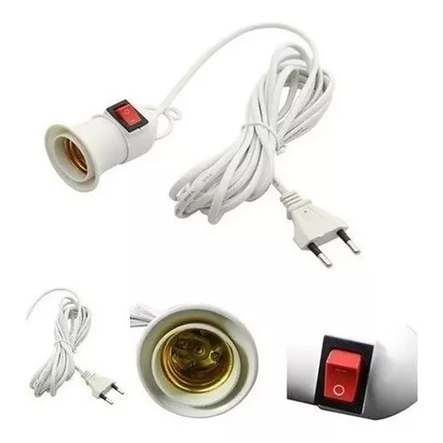 Soquete E27 Con Interruptor Cable 8 Mts Enchufe 2