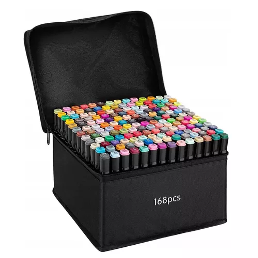 Set De Plumones 168 Marcadores Doble Punta Para Pintar  1